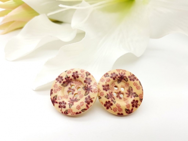 Blätter Knopf Ohrstecker Holz Button